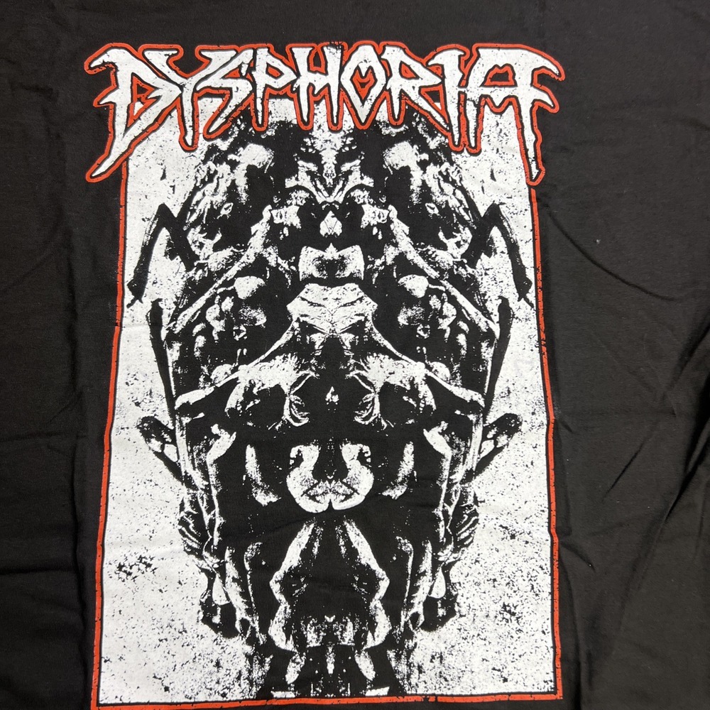 Rare Dysphoria‎ Hard Core Band T-Shirt Black Mens Size Large Double Sided